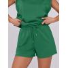 imageANRABESS Two Piece Sets for Women Summer Lounge Set Casual Cap Sleeve Crewneck Tops and Drawstring Short Outfits TracksuitDeep Green