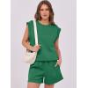 imageANRABESS Two Piece Sets for Women Summer Lounge Set Casual Cap Sleeve Crewneck Tops and Drawstring Short Outfits TracksuitDeep Green
