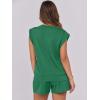 imageANRABESS Two Piece Sets for Women Summer Lounge Set Casual Cap Sleeve Crewneck Tops and Drawstring Short Outfits TracksuitDeep Green