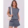 imageANRABESS Two Piece Sets for Women Summer Lounge Set Casual Cap Sleeve Crewneck Tops and Drawstring Short Outfits TracksuitDeep Grey