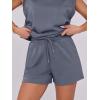 imageANRABESS Two Piece Sets for Women Summer Lounge Set Casual Cap Sleeve Crewneck Tops and Drawstring Short Outfits TracksuitDeep Grey