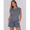 imageANRABESS Two Piece Sets for Women Summer Lounge Set Casual Cap Sleeve Crewneck Tops and Drawstring Short Outfits TracksuitDeep Grey