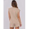 imageANRABESS Two Piece Sets for Women Summer Lounge Set Casual Cap Sleeve Crewneck Tops and Drawstring Short Outfits TracksuitKhaki