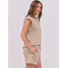 imageANRABESS Two Piece Sets for Women Summer Lounge Set Casual Cap Sleeve Crewneck Tops and Drawstring Short Outfits TracksuitKhaki