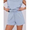 imageANRABESS Two Piece Sets for Women Summer Lounge Set Casual Cap Sleeve Crewneck Tops and Drawstring Short Outfits TracksuitLight Blue