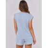 imageANRABESS Two Piece Sets for Women Summer Lounge Set Casual Cap Sleeve Crewneck Tops and Drawstring Short Outfits TracksuitLight Blue