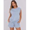 imageANRABESS Two Piece Sets for Women Summer Lounge Set Casual Cap Sleeve Crewneck Tops and Drawstring Short Outfits TracksuitLight Blue