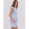 imageANRABESS Two Piece Sets for Women Summer Lounge Set Casual Cap Sleeve Crewneck Tops and Drawstring Short Outfits TracksuitLight Blue