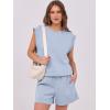 imageANRABESS Two Piece Sets for Women Summer Lounge Set Casual Cap Sleeve Crewneck Tops and Drawstring Short Outfits TracksuitLight Blue