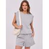 imageANRABESS Two Piece Sets for Women Summer Lounge Set Casual Cap Sleeve Crewneck Tops and Drawstring Short Outfits TracksuitLight Grey