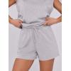 imageANRABESS Two Piece Sets for Women Summer Lounge Set Casual Cap Sleeve Crewneck Tops and Drawstring Short Outfits TracksuitLight Grey
