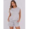 imageANRABESS Two Piece Sets for Women Summer Lounge Set Casual Cap Sleeve Crewneck Tops and Drawstring Short Outfits TracksuitLight Grey