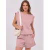 imageANRABESS Two Piece Sets for Women Summer Lounge Set Casual Cap Sleeve Crewneck Tops and Drawstring Short Outfits TracksuitLight Pink
