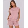 imageANRABESS Two Piece Sets for Women Summer Lounge Set Casual Cap Sleeve Crewneck Tops and Drawstring Short Outfits TracksuitLight Pink