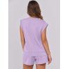 imageANRABESS Two Piece Sets for Women Summer Lounge Set Casual Cap Sleeve Crewneck Tops and Drawstring Short Outfits TracksuitLight Purple