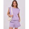 imageANRABESS Two Piece Sets for Women Summer Lounge Set Casual Cap Sleeve Crewneck Tops and Drawstring Short Outfits TracksuitLight Purple
