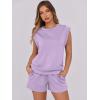 imageANRABESS Two Piece Sets for Women Summer Lounge Set Casual Cap Sleeve Crewneck Tops and Drawstring Short Outfits TracksuitLight Purple