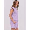 imageANRABESS Two Piece Sets for Women Summer Lounge Set Casual Cap Sleeve Crewneck Tops and Drawstring Short Outfits TracksuitLight Purple