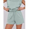 imageANRABESS Two Piece Sets for Women Summer Lounge Set Casual Cap Sleeve Crewneck Tops and Drawstring Short Outfits TracksuitMint Green
