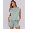 imageANRABESS Two Piece Sets for Women Summer Lounge Set Casual Cap Sleeve Crewneck Tops and Drawstring Short Outfits TracksuitMint Green