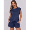 imageANRABESS Two Piece Sets for Women Summer Lounge Set Casual Cap Sleeve Crewneck Tops and Drawstring Short Outfits TracksuitNavy Blue