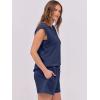imageANRABESS Two Piece Sets for Women Summer Lounge Set Casual Cap Sleeve Crewneck Tops and Drawstring Short Outfits TracksuitNavy Blue