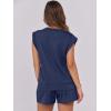 imageANRABESS Two Piece Sets for Women Summer Lounge Set Casual Cap Sleeve Crewneck Tops and Drawstring Short Outfits TracksuitNavy Blue