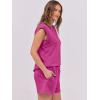 imageANRABESS Two Piece Sets for Women Summer Lounge Set Casual Cap Sleeve Crewneck Tops and Drawstring Short Outfits TracksuitRose Red