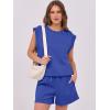 imageANRABESS Two Piece Sets for Women Summer Lounge Set Casual Cap Sleeve Crewneck Tops and Drawstring Short Outfits TracksuitRoyal Blue