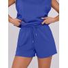 imageANRABESS Two Piece Sets for Women Summer Lounge Set Casual Cap Sleeve Crewneck Tops and Drawstring Short Outfits TracksuitRoyal Blue