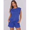 imageANRABESS Two Piece Sets for Women Summer Lounge Set Casual Cap Sleeve Crewneck Tops and Drawstring Short Outfits TracksuitRoyal Blue