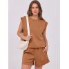 imageANRABESS Two Piece Sets for Women Summer Lounge Set Casual Cap Sleeve Crewneck Tops and Drawstring Short Outfits TracksuitRust