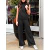 imageANRABESS Women 2 Piece Outfits Mock Neck Sweater Vests Wide Leg Pants Lounge Matching Set Summer Vacation Travel ClothingBlack