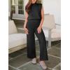 imageANRABESS Women 2 Piece Outfits Mock Neck Sweater Vests Wide Leg Pants Lounge Matching Set Summer Vacation Travel ClothingBlack