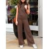 imageANRABESS Women 2 Piece Outfits Mock Neck Sweater Vests Wide Leg Pants Lounge Matching Set Summer Vacation Travel ClothingCoffee