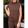imageANRABESS Women 2 Piece Outfits Mock Neck Sweater Vests Wide Leg Pants Lounge Matching Set Summer Vacation Travel ClothingCoffee