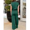 imageANRABESS Women 2 Piece Outfits Mock Neck Sweater Vests Wide Leg Pants Lounge Matching Set Summer Vacation Travel ClothingDeep Green