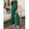 imageANRABESS Women 2 Piece Outfits Mock Neck Sweater Vests Wide Leg Pants Lounge Matching Set Summer Vacation Travel ClothingDeep Green
