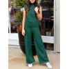 imageANRABESS Women 2 Piece Outfits Mock Neck Sweater Vests Wide Leg Pants Lounge Matching Set Summer Vacation Travel ClothingDeep Green