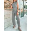 imageANRABESS Women 2 Piece Outfits Mock Neck Sweater Vests Wide Leg Pants Lounge Matching Set Summer Vacation Travel ClothingGrey Green
