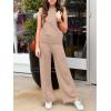 imageANRABESS Women 2 Piece Outfits Mock Neck Sweater Vests Wide Leg Pants Lounge Matching Set Summer Vacation Travel ClothingLight Camel