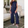 imageANRABESS Women 2 Piece Outfits Mock Neck Sweater Vests Wide Leg Pants Lounge Matching Set Summer Vacation Travel ClothingNavy Blue