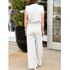 imageANRABESS Women 2 Piece Outfits Mock Neck Sweater Vests Wide Leg Pants Lounge Matching Set Summer Vacation Travel ClothingWhite