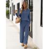 imageANRABESS Women 2 Piece Outfits Oversized Loose Waffle Knit Sweater Set 2025 Fall Trendy Matching Lounge Sets Cozy ClothesIndigo