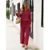 imageANRABESS Women 2 Piece Outfits Oversized Loose Waffle Knit Sweater Set 2025 Fall Trendy Matching Lounge Sets Cozy ClothesRed
