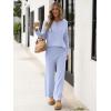 imageANRABESS Women 2 Piece Outfits Oversized Loose Waffle Knit Sweater Set 2025 Fall Trendy Matching Lounge Sets Cozy ClothesSky Blue