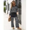 imageANRABESS Women 2 Piece Outfits Oversized Loose Waffle Knit Sweater Set 2025 Fall Trendy Matching Lounge Sets Cozy ClothesStripes Black