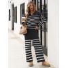 imageANRABESS Women 2 Piece Outfits Oversized Loose Waffle Knit Sweater Set 2025 Fall Trendy Matching Lounge Sets Cozy ClothesStripes Black