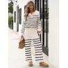 imageANRABESS Women 2 Piece Outfits Oversized Loose Waffle Knit Sweater Set 2025 Fall Trendy Matching Lounge Sets Cozy ClothesStripes Khaki