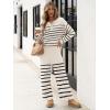 imageANRABESS Women 2 Piece Outfits Oversized Loose Waffle Knit Sweater Set 2025 Fall Trendy Matching Lounge Sets Cozy ClothesStripes Khaki